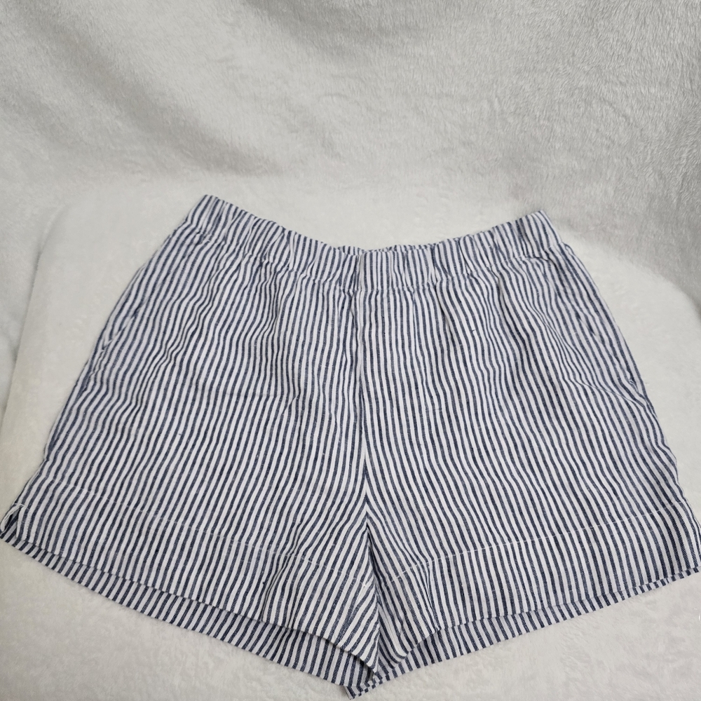 NWT Vineyard Vines Linen Pull-on Blue and White Shorts Small